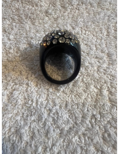 Bague cristaluna buri acrylique noir swarovski cristal neuf 101 527 00