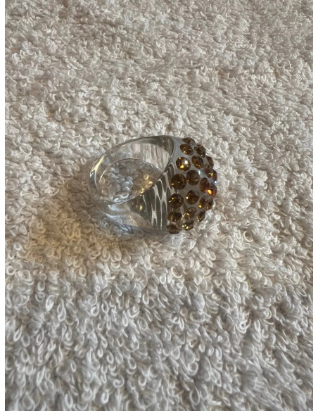 bague cristaluna bombata acrylique transparent swarovski topaze colorado claire