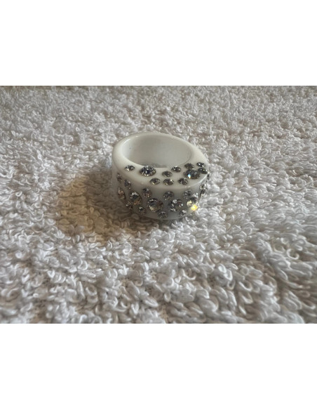 Bague cristaluna diva cristal acrylique blanc swarovski neuf 10 356 00