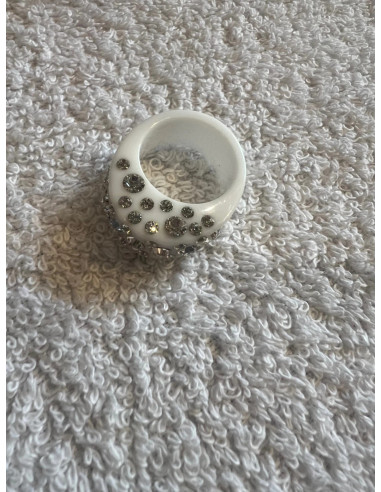 Bague cristaluna diva cristal acrylique blanc swarovski neuf 10 356 00