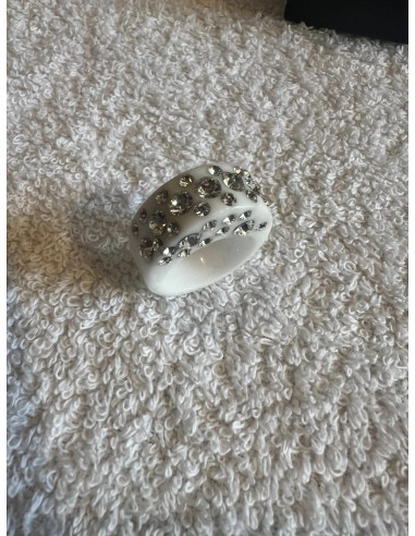 Bague cristaluna diva cristal acrylique blanc swarovski neuf 10 356 00