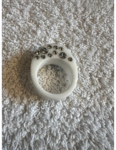 Bague cristaluna diva cristal acrylique blanc swarovski neuf 10 356 00