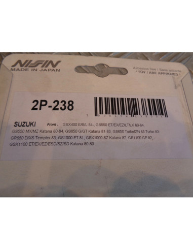 jeu plaquette frein avant nissin 2P-238NS moto suzuki 400 1000 1100 gsx 550 650