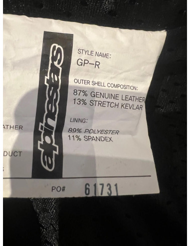 blouson cuir motard moto alpinestars gp-r pro comme neuf taille 50 eu