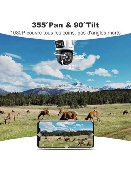 camera surveillance exterieur 3g/4g sim genbolt gb201-4g lte double objectif