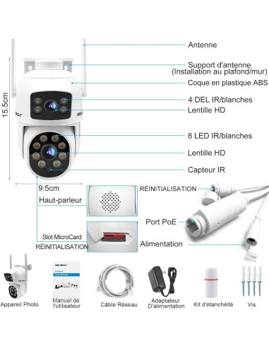 camera surveillance exterieur neuf genbolt gb201h 2.5k ptz 2.4/5ghz wiFi ip