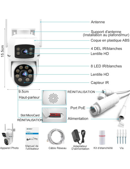 camera surveillance exterieur neuf genbolt gb201h 2.5k ptz 2.4/5ghz wiFi ip