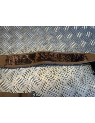 Sangle a bandouliere camo automne beige fusil carabine de chasse rembourree