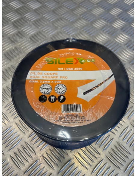 Bobine fil coupe dual square 4 pans debroussailleuse 80 m diam 3,5 mm silex pro