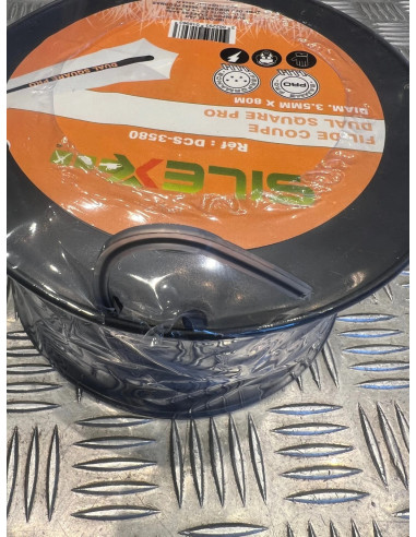Bobine fil coupe dual square 4 pans debroussailleuse 80 m diam 3,5 mm silex pro