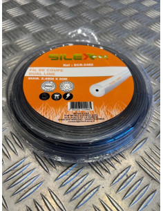 Bobine fil coupe rond dual line debroussailleuse 80 m X diam 2,4 mm silex pro