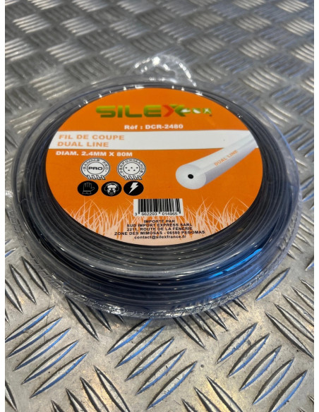 Bobine fil coupe rond dual line debroussailleuse 80 m X diam 2,4 mm silex pro