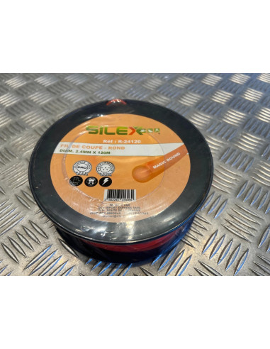 Bobine fil coupe rond magic round debroussailleuse 120 m X diam 2,4mm silex pro