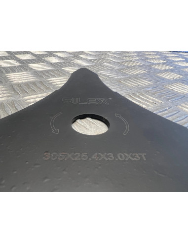 Lame silex 3 dents tri arc debroussailleuse diam 300 mm Alés 25,4 mm epais 3mm
