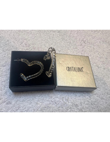 Boucles oreilles cristaluna coeur cristal acrylique transparent swarovski neuf