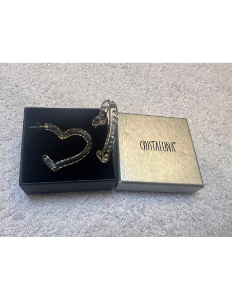 Boucles oreilles cristaluna coeur cristal acrylique transparent swarovski neuf