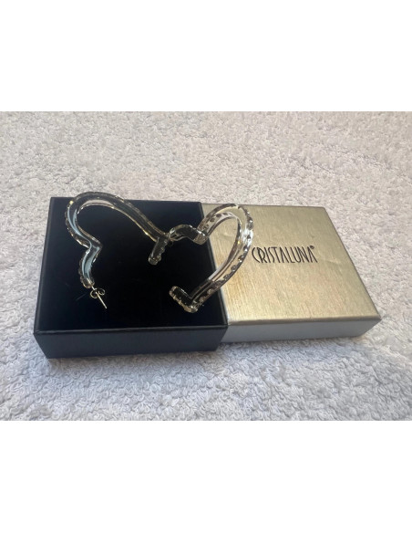 Boucles oreilles cristaluna coeur cristal acrylique transparent swarovski neuf