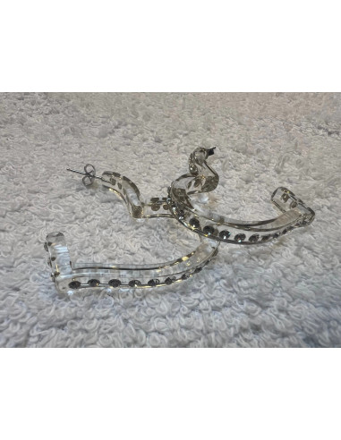 Boucles oreilles cristaluna coeur cristal acrylique transparent swarovski neuf