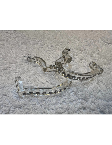 Boucles oreilles cristaluna coeur cristal acrylique transparent swarovski neuf