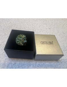 Bague cristaluna bombata cristal acrylique transparent swarovski vert 100500g2