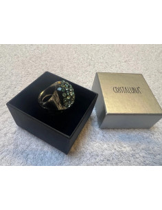 Bague cristaluna bombata cristal acrylique transparent swarovski vert 100500g2 2