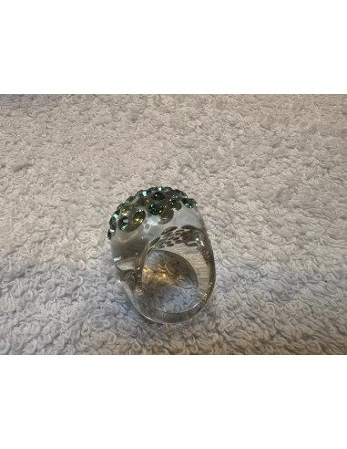 Bague cristaluna bombata cristal acrylique transparent swarovski vert 100500g2