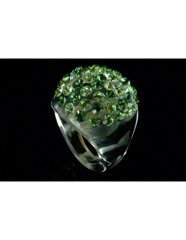 Bague cristaluna bombata cristal acrylique transparent swarovski vert 100500g2