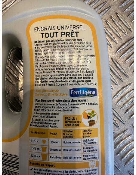 fertiligène engrais universel tout prêt toutes plantes 1L neuf