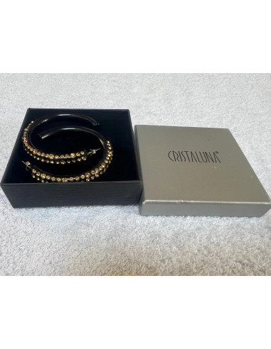 boucles oreilles cristaluna cre-ole l noires en cristal acrylique swarovski neuf