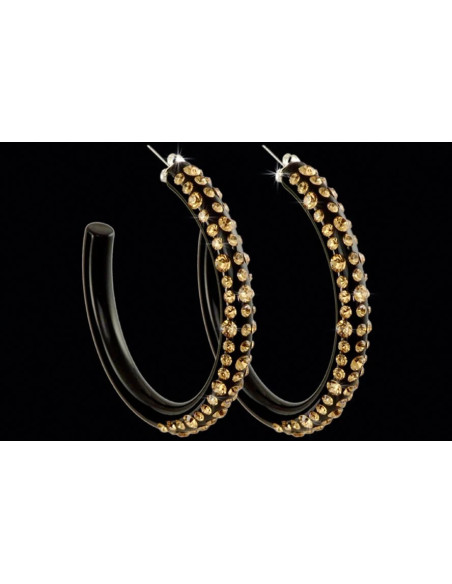 boucles oreilles cristaluna cre-ole l noires en cristal acrylique swarovski neuf