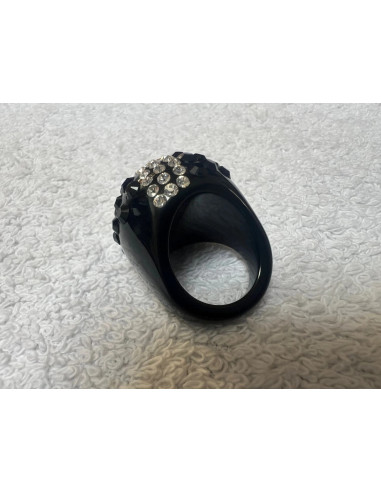 bague cristaluna esse cristal acrylique noir swarovski neuf 101 502 n1