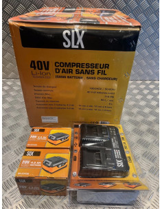 compresseur air portatif 6L - 8 bar max SLX 2 batteries lithium 20v 4ah chargeur 2