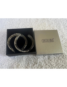 boucles oreilles cristaluna cre-ole l en cristal acrylique transparent swarovski