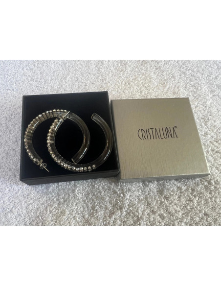 boucles oreilles cristaluna cre-ole l en cristal acrylique transparent swarovski