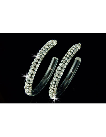 boucles oreilles cristaluna cre-ole l en cristal acrylique transparent swarovski