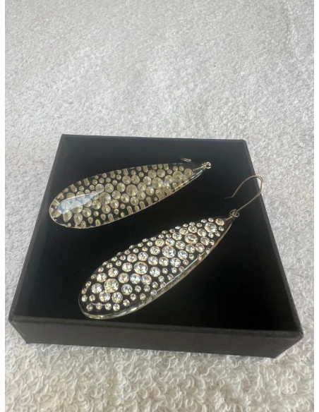 boucles d oreilles larme transparentes cristal acrylique swarovski neuf 30028700