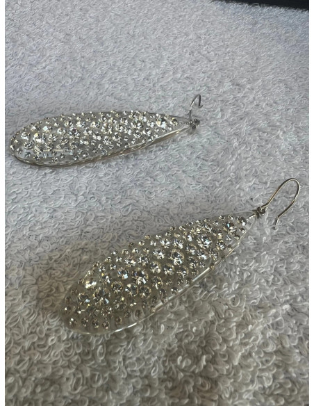 boucles d oreilles larme transparentes cristal acrylique swarovski neuf 30028700