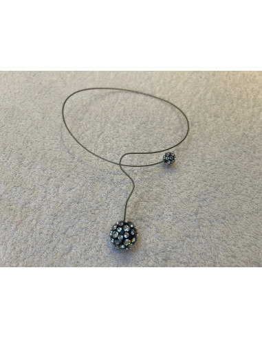 collier cristaluna saturno en cristal acrylique noir swarovski 201 513 00 neuf