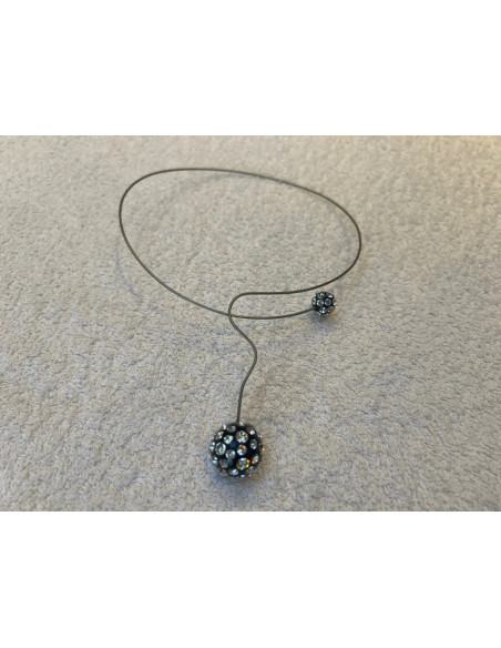 collier cristaluna saturno en cristal acrylique noir swarovski 201 513 00 neuf