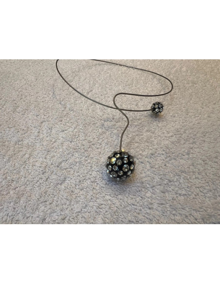 collier cristaluna saturno en cristal acrylique noir swarovski 201 513 00 neuf