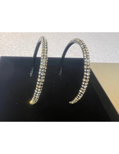 boucles d oreilles cristaluna ole mega noir en cristal acrylique swarovski neuf
