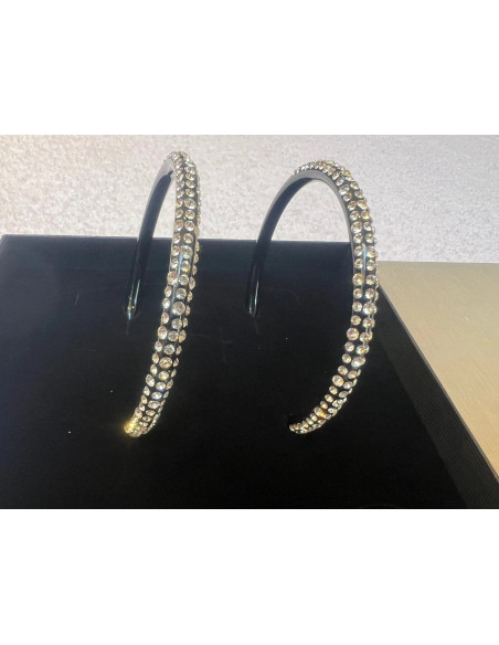 boucles d oreilles cristaluna ole mega noir en cristal acrylique swarovski neuf