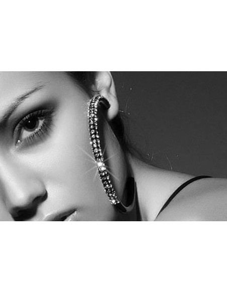 boucles d oreilles cristaluna ole mega noir en cristal acrylique swarovski neuf