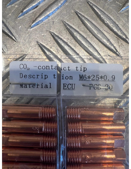 20 buse gaz soudage torche souder mag mig pointe contact M6 x 25 x 0,9 ou 1 mm