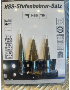 BGS Diy 1616 Jeu de 3 fraises HSS à étages 3-20 mm neuf