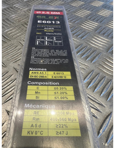 50 baguette electrode poste soudure acier soudage silex e6013 diam 2,5mm rutile
