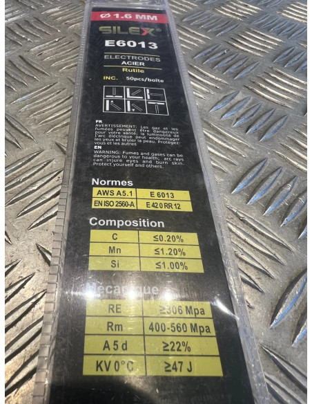 50 baguette electrode poste soudure acier soudage silex e6013 diam 1,6mm rutile
