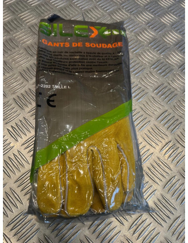 paire gant protection pour soudeur soudure en cuir de vachette a épaule de quali