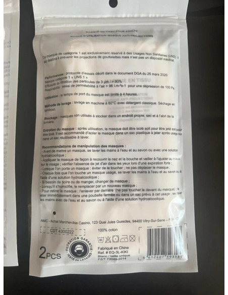 10 Masques de protection lavables et réutilisables