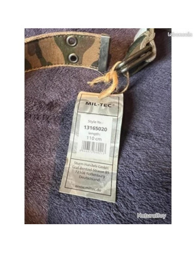 Ceinture en tissu canvas woodland large de 40 mm et 110cm de long